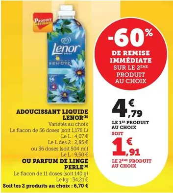 Lenor - Adoucissant Liquide offre à 4,79€ sur Hyper U