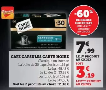 Carte Noire - Cafe Capsules offre à 7,99€ sur Hyper U