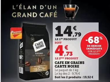 Carte Noire - Cafe En Grains offre à 14,79€ sur Hyper U