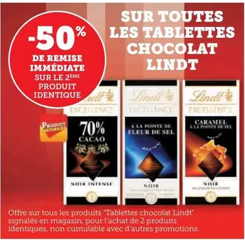 Lindt - Sur Toutes Les Tablettes Chocolat offre sur Super U