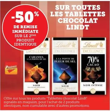 Lindt - Sur Toutes Les Tablettes Chocolat offre sur Super U