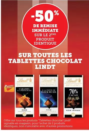 Lindt - Sur Toutes Les Tablettes Chocolat offre sur Super U