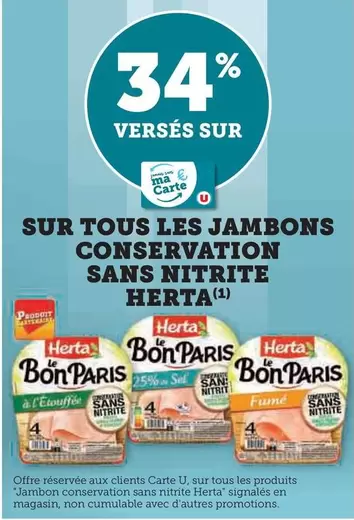 Herta - Sur Tous Les Jambons Conservation Sans Nitrite offre sur Super U