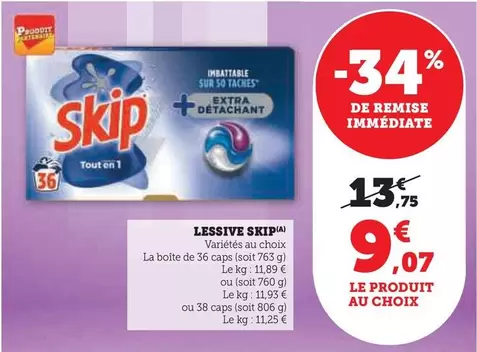 Skip - Lessive offre à 9,07€ sur Super U