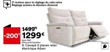 Adam - Canapé 3 Places Relax Electrique Adam offre à 1299€ sur BUT