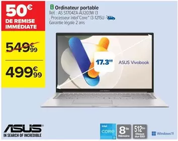 Asus - Ordinateur Portable offre à 499,99€ sur Carrefour City