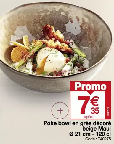 Promo - Poke Bowl En Gres Décoré Beige Maui offre à 7,35€ sur Promocash