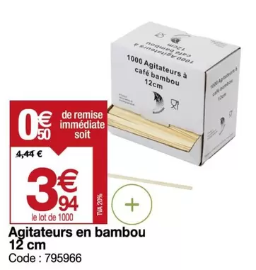 Acitateurs En Bambou 12 Cm offre à 3,94€ sur Promocash