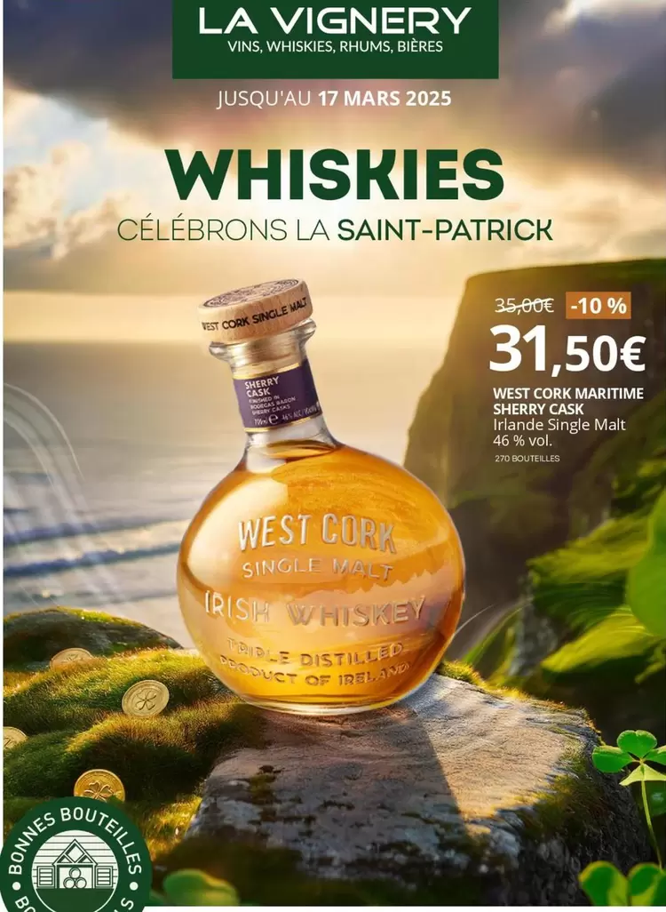West Cork - Martime Sherry Cask offre à 31,5€ sur La Vignery