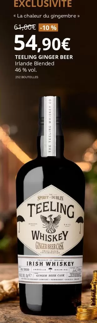 Teeling Ginger Beer offre à 54,9€ sur La Vignery