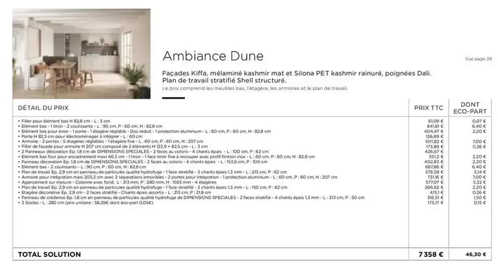 Ambiance Dune offre à 7358€ sur Mobalpa
