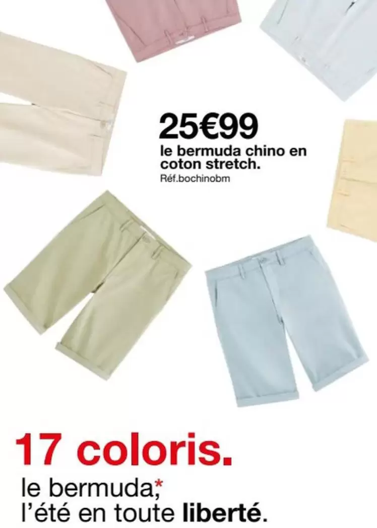 Le Bermuda Chino En Coton Stretch offre à 25,99€ sur Celio