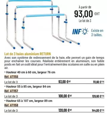 Lot De 3 Haies Aluminium offre à 93€ sur Casal Sport