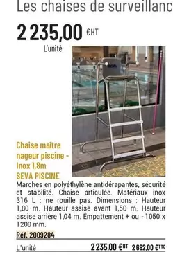 Chaise Maitre Nageur Piscine offre à 2235€ sur Casal Sport