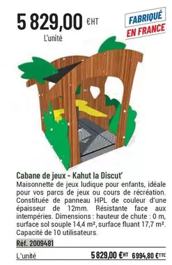 Cabane De Jeux Kahut La Discu' offre à 5829€ sur Casal Sport