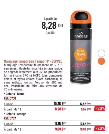 Soppec - Marquage Temporaire Tempo offre à 8,28€ sur Casal Sport