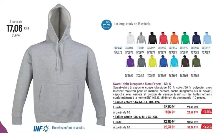 Sols - Sweat-Shirt À Capuche Slam Expert offre à 17,06€ sur Casal Sport