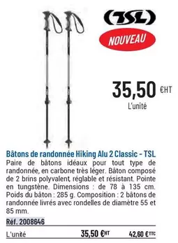 Bâtons De Randonnée Hiking Alu 2 Classic  offre à 35,5€ sur Casal Sport