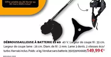 Mars - Débroussailleuse A Batterie Es 40 offre à 149,99€ sur Bricomarché