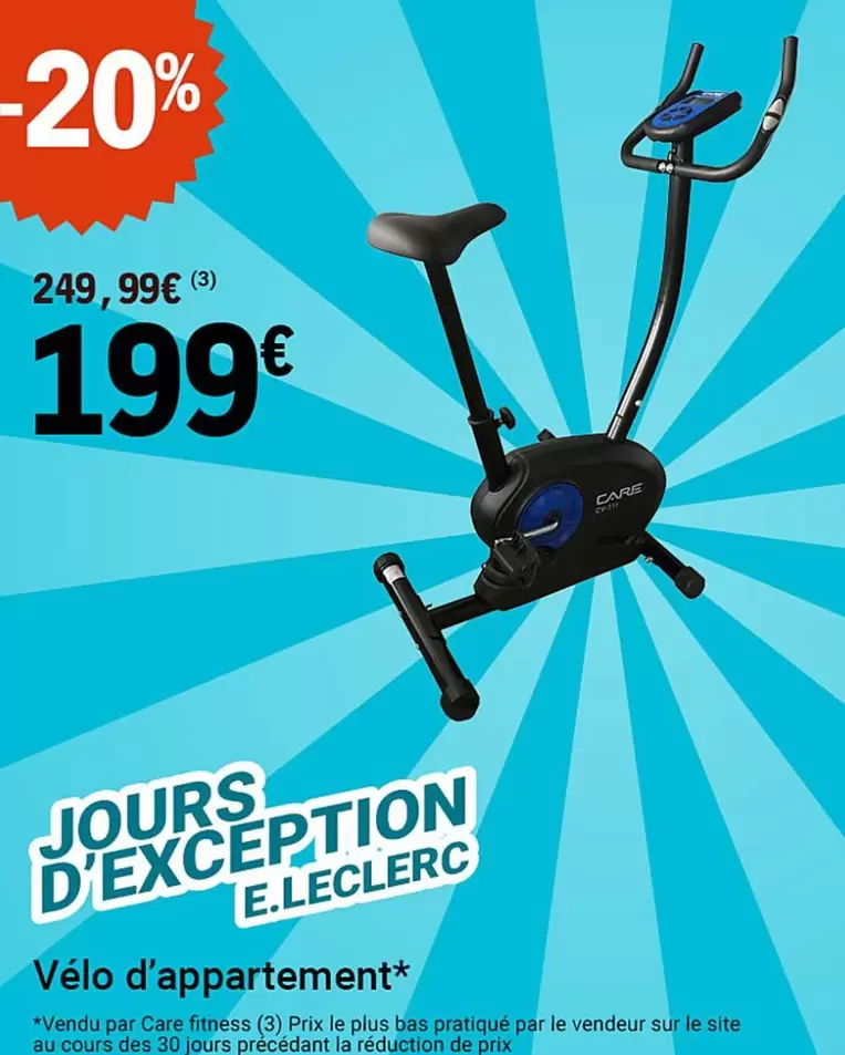 Care - Vélo D'appartement offre à 199€ sur E.Leclerc Sports