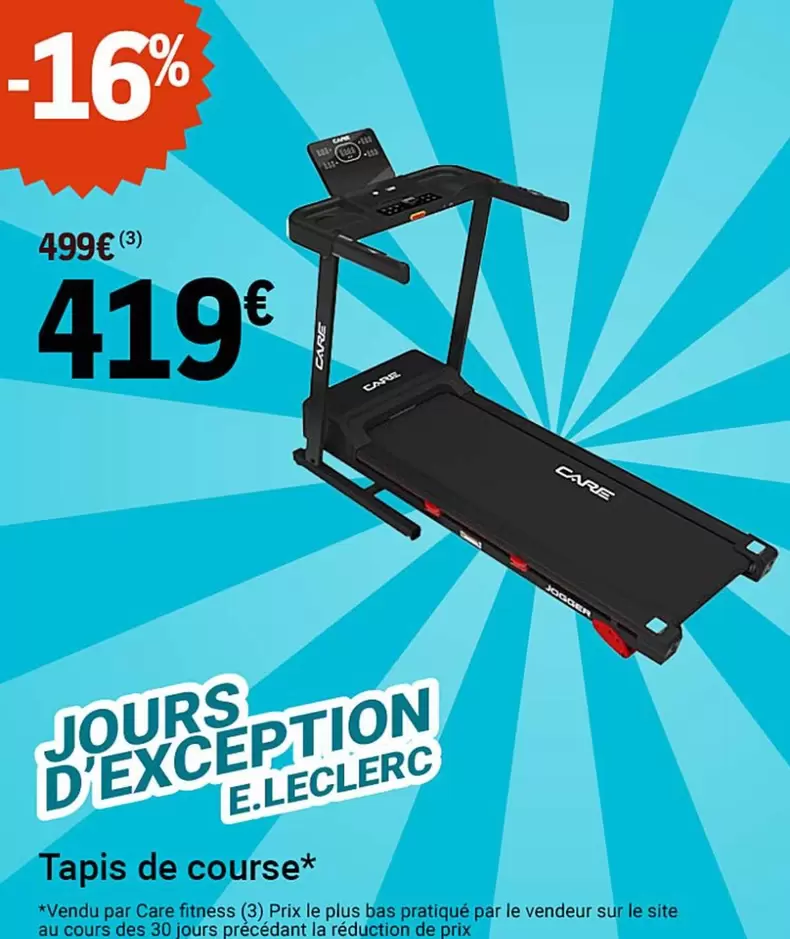 Care - Tapis De Course offre à 419€ sur E.Leclerc Sports