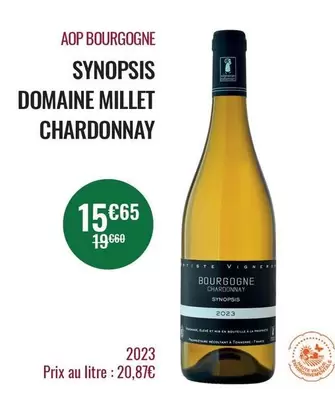 Saveur De Bourgogne - Synopsis Domaine Millet Chardonnay  offre à 15,65€ sur Nicolas