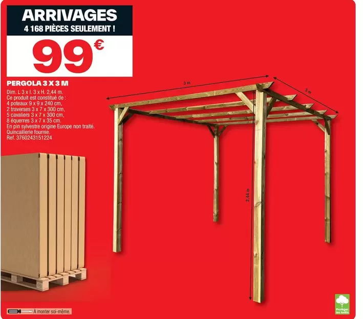 Pergola 3x5 M offre à 99€ sur Brico Dépôt