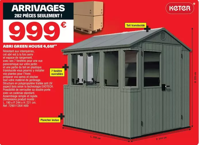 Keter - Abri Green House 4,6m offre à 999€ sur Brico Dépôt
