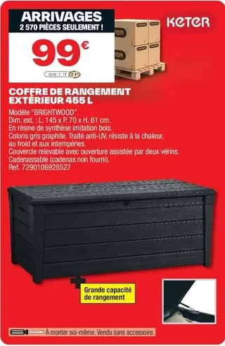 Keter - Coffre De Rangement Extérieur 455 L offre à 99€ sur Brico Dépôt