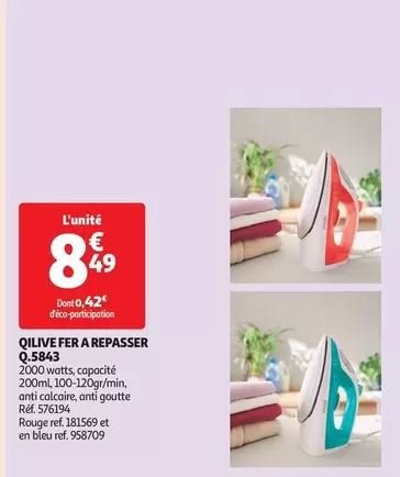 Qilive -  Fer A Repasser Q.5843 offre à 8,49€ sur Auchan Hypermarché