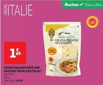 Auchan - Grana Padano Râpé Aop offre à 1,69€ sur Auchan Supermarché