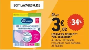 Dr. Beckmann - Lessive En Feuille offre à 3,02€ sur E.Leclerc