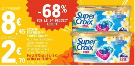 Super Croix - Lessive Capsules offre à 8,45€ sur E.Leclerc