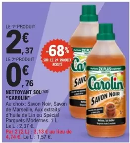 Carolin - Nettoyant Sol offre à 2,37€ sur E.Leclerc