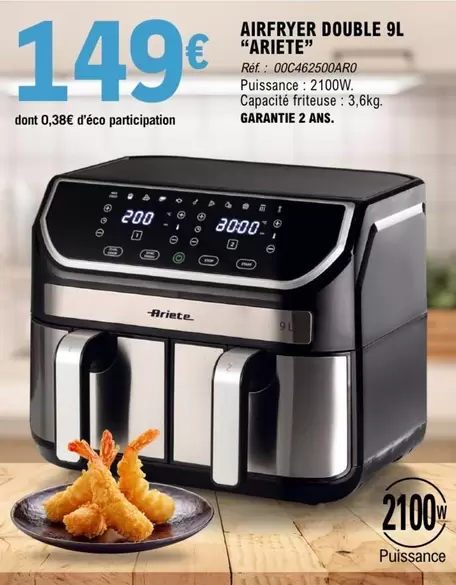 Ariete - Airfryer Double 9l offre à 149€ sur E.Leclerc