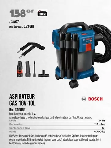 Bosch - Aspirateur Gas 18v-10l offre à 158€ sur Master Pro