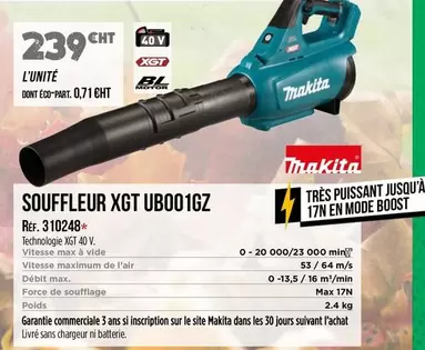 Makita - Souffleur Xgt Ub001gz offre à 239€ sur Master Pro