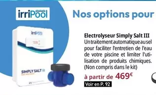 Simply - Electrolyseur  Salt offre à 469€ sur Irrijardin