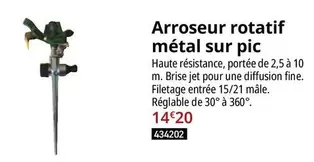 Arroseur Rotatif Métal Sur Pic offre à 14,2€ sur Irrijardin
