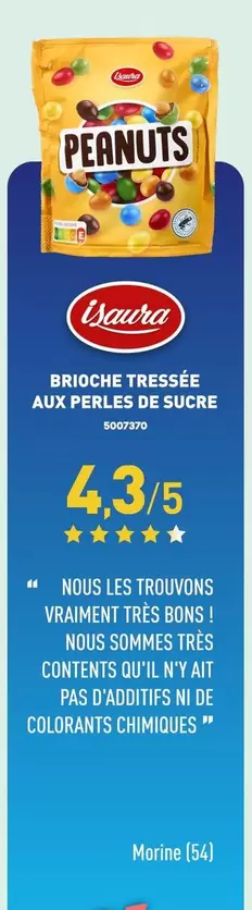 Isaura - Brioche Tressee Aux Perles De Sucre offre sur Aldi