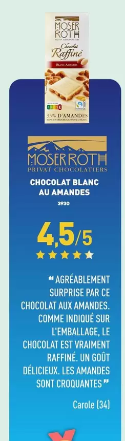 Roth - Chocolat Blanc Au Mandes offre à 45,45€ sur Aldi