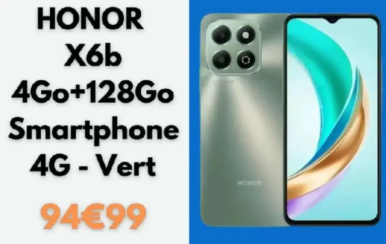 HONOR - X6b 4Go+128Go Smartphone 4G-Vert offre à 94,99€ sur Cdiscount