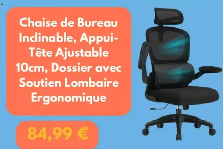 Chaise De Bureau Inclinable  offre à 84,99€ sur Fnac