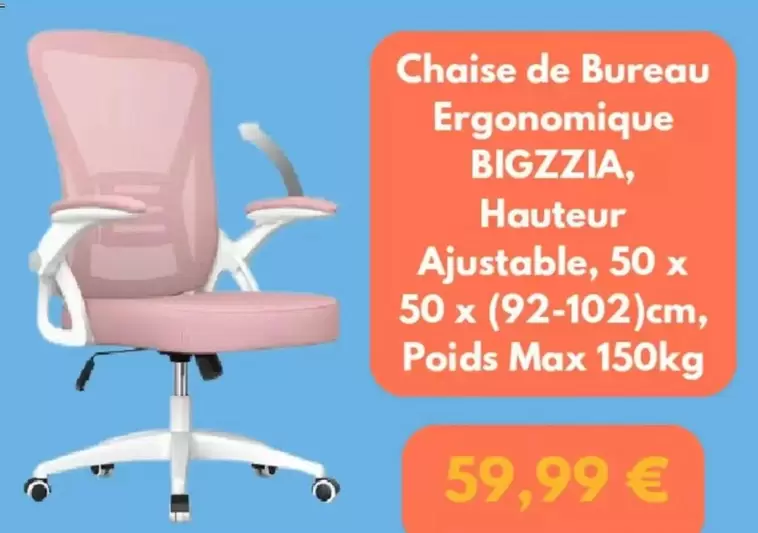 Chaise De Bureau Ergonomique offre à 59,99€ sur Fnac