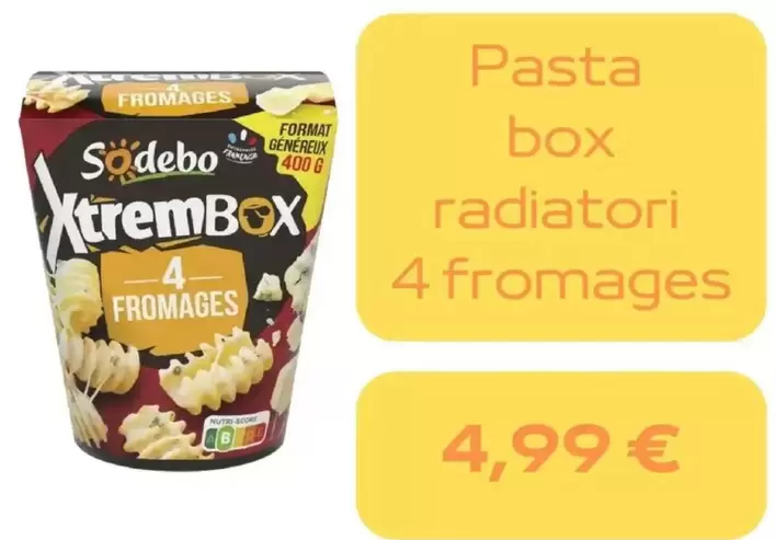 Sodebo - Pasta Box Radiatori offre à 4,99€ sur franprix