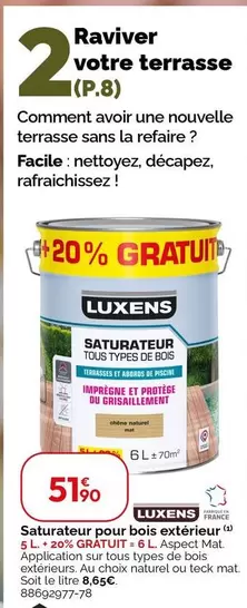 Luxens - Sat Terr Luxens 5l +20% Ch Nat offre à 51,1€ sur Weldom