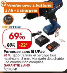 Dexter - Perceuse Ss Fil Up20 2ah+chg offre à 69,9€ sur Weldom