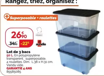 Sundis - Bac Rgt Ventilo 50l Trans Lot3 offre à 26,9€ sur Weldom