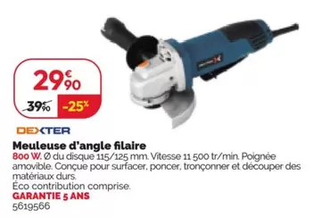 Dexter - Meuleuse 115/125mm 800w  offre à 29,9€ sur Weldom