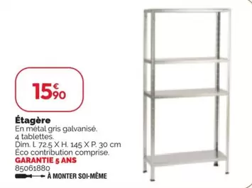 Etagere Metal 72,5x145x30 offre à 15,9€ sur Weldom